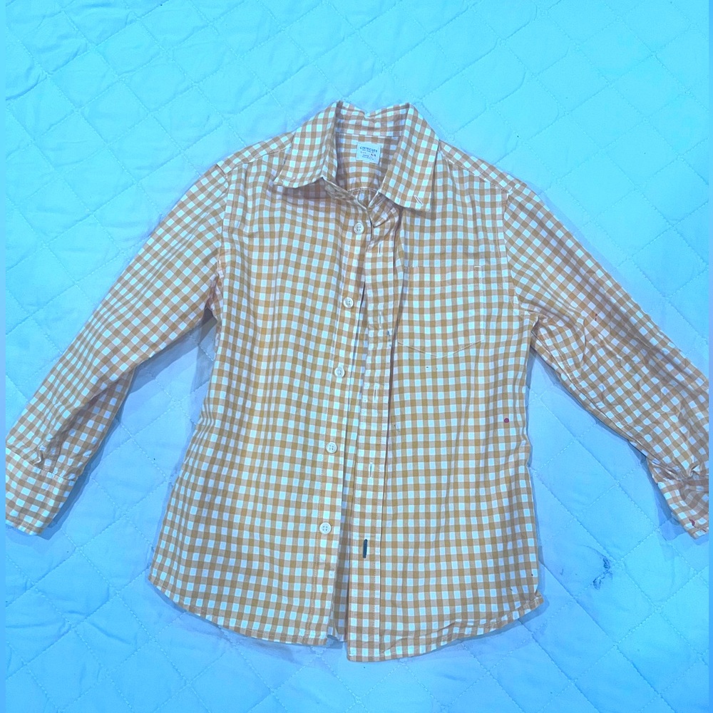 Crewcuts boys size 4 orange gingham button down